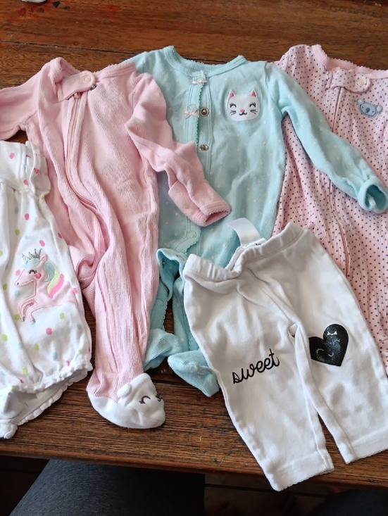 Carter's Other - Carter's Pink, Light Blue Sleepers & White Baby One-Piece and Pants